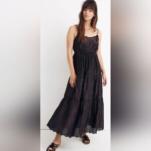 MADEWELL Metallic Stripe Tiered Maxi Dress Size S NWT